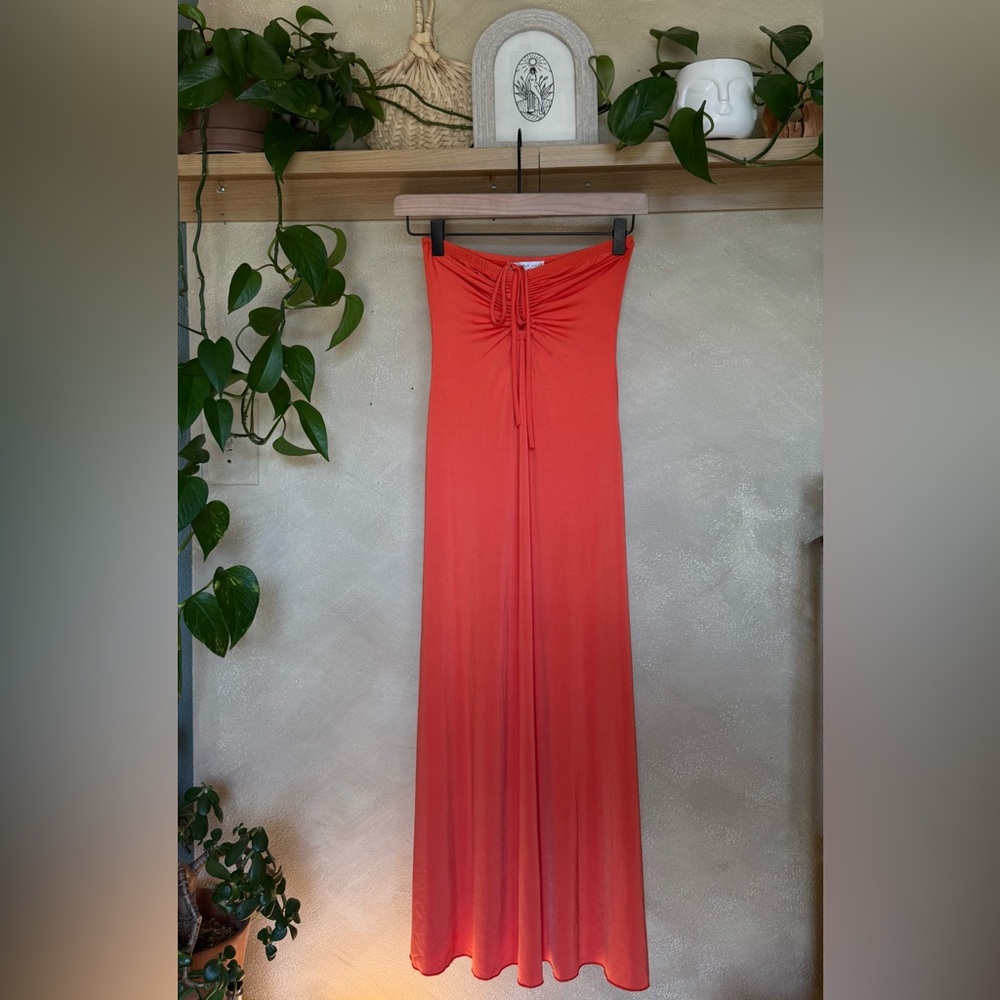 Sincerely Jules Orange Pleated Maxi Skirt